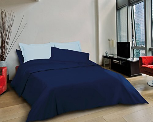 Funda nórdica de algodón liso azul marino Cotoval de 200 x 200 cm 3