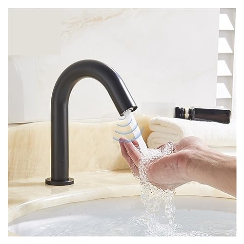 Robinet de lavabo automatique noir mat au design épuré pour vasque
