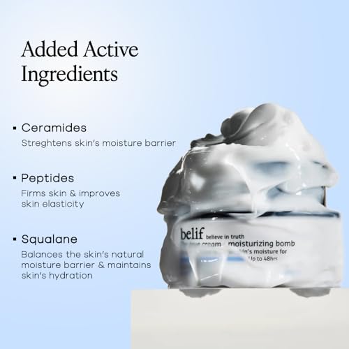 Image of belif The True Cream Moisturizing Bomb 10ml | Intense Face Moisturizer for Dry, Sensitive Skin | 26-Hour Hydration with Panthenol, Oat & Comfrey | Hydrating Cream for Women & Men