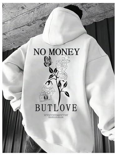 Men's Floral Hoodies Pullover Letter Graphic Long Sleeve Drawstring Casual Hooded Sweatshirts3