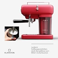 Klarstein Espresso Siebträgermaschine mit Milchaufschäumer, 1,2L Retro Mini-Espressomaschine mit Siebträger, 950 W Kaffeemaschine Klein, Edelstahl für Cappuccino, Latte & Macchiato – Ansicht 4