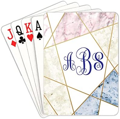 Marble Playing Cards Custom Monogrammed Playing Cards Personalized Playing Cards with Name Customized Deck of Playing Cards for Wedding Party Gifts Wedding Favors for Friends Family, Geometric Marble