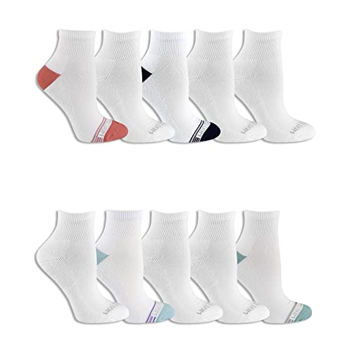Fruit of the Loom Women's Everyday Soft Cushioned Socks-10 Pair Packs, Whited Assorted, 4-10