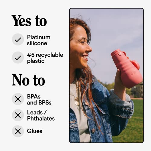 STOJO Collapsible Water Bottle – Carbon Gray, 20oz / 592ml - Leak-Proof Reusable Silicone Travel Cup for Hot & Cold Drinks - Microwave & Dishwasher Safe - AS SEEN ON TODAY SHOW - Image 6