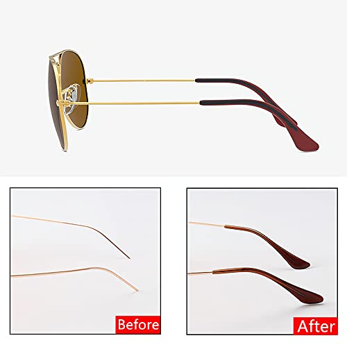 Sunglass Temple Tips,Replacement Ear Sock Glasses End Tips/Eye Tips Retainer,Eyeglasses Piece Tube Sleeve Anti-Slip for Aviator Sunglass Eye Glasses Frames/Thin Metal Eyewear Frame(Brown) - Thumbnail 2