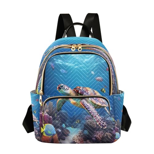 Image of ALAZA Color Fish Ocean Sea Turtle Women Backpack Purse Ladies Fashion Shoulder Bag Daypack Travel Bag 10L