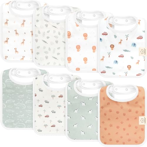Image of KeaBabies 8-Pack Organic Baby Bibs for Boy, Girl, Drool Bibs for Baby Boy & Girl Toddler, Infant Bibs, Cotton Bibs, Super Absorbent Drooling Teething Bibs (Wilderness)