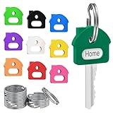 Uniclife 10 Pcs Key Covers Caps, 2.54 cm Key Identifiers with Labels, Soft Stretchy Key Covers for House Key, Cute Key Head Protectors for Standard Keys (Not for Odd-Shaped Keys), 10 Colors