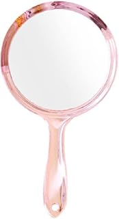 AMAYYAhzj Vanity Mirror Hand Mirror Double-Sided Handheld MirroxMagnifying Mirror with Handle Hand Mirror Rounded Shape Makeup Mirror