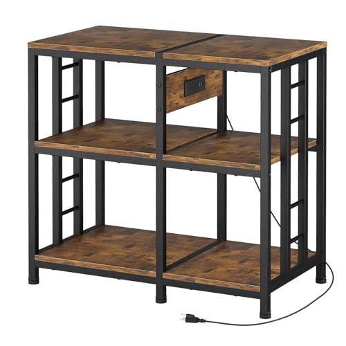 MILEFA 20-29 Gallon Fish Tank Stand with Power Strip, 3-Tier Metal Aquarium Stand, 31.5