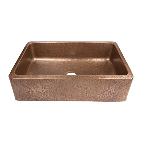 Sinkology K614-B66 Lange Farmhouse/Apron-Front 32 In. Single Bowl Grid, Strainer Drain, And Care Kitchen Sink Kit, 32 Inch, Antique Copper #TOP2