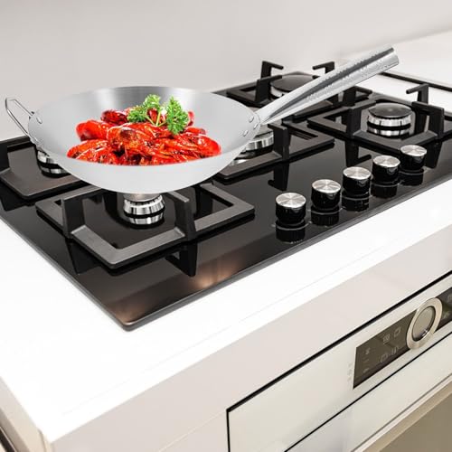Wok de acero inoxidable Luxshiny 30 cm con mango largo miniatura 4
