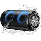 Hupoaf Bluetooth Speaker, 2025 New Stocking Stuffers Portable Wireless Speaker with 6D Loud Sound, IPX7 Waterproof, HD Call, RGB Lights, 12H Playtime for Home/Party/Outdoor/Beach, White Elephant Gift