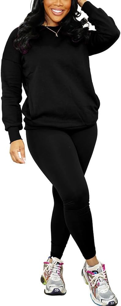 Nimsruc 2 Piece Outfits For Women Sweatsuits Sets Casual Long Sleeve Pullover Jogger Sweat Pants Set With Pocket