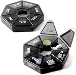Deke Home - Petit organisateur hebdomadaire de pilules (2 Pack), distributeur de pilules rondes pour le voyage, Mini Organisateur de pilules, Porte-médicaments compacts, Trieurs de pilule 7 Jours, Conteneur de vitamine portable, BPA Gratuit (catégorie alimentaire)