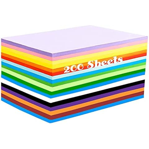 200 Blatt Buntes Papier A4, Farbiges Papier Faltpapier in 20 Farben, (70 g/m²) Tonpapier A4 Bunt/ Bastelpapier Origami Papier Zweiseitig /Buntpapierset für Diy Origami und Bastelprojekte Cover