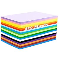 200 Sheets Coloured Paper, A4 Origami Paper, 20 Colors (70gsm)
