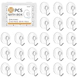 Yeumk 30Pack Mini Suction Cup Hooks 0.8Inch Clear Suction Cups with Metal Hooks, PVC Removable and Reusable Utility Hooks for Glass Windows, Mirrors, Doors, Tiles, Shower, Kitchen, Bathroom