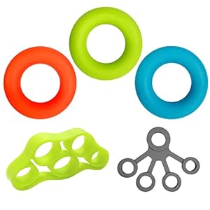 Vingerpolsversterkerset, 3 handgreepversterkers en 2 vingerweerstandsbanden voor trainingsstressverlichting…
