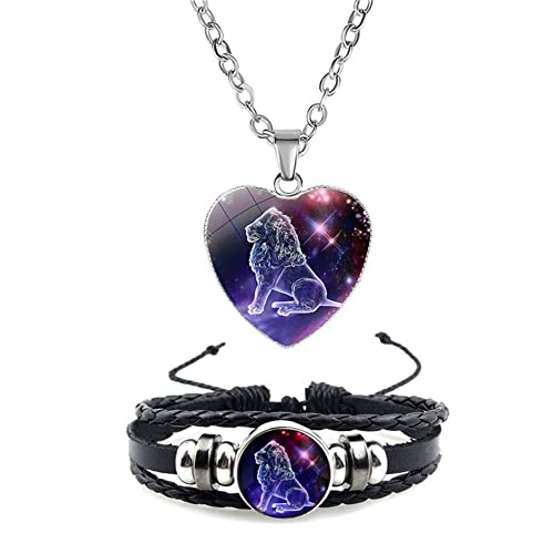 Ailiessy 12 Constellation Bracelet Necklace Set Leo