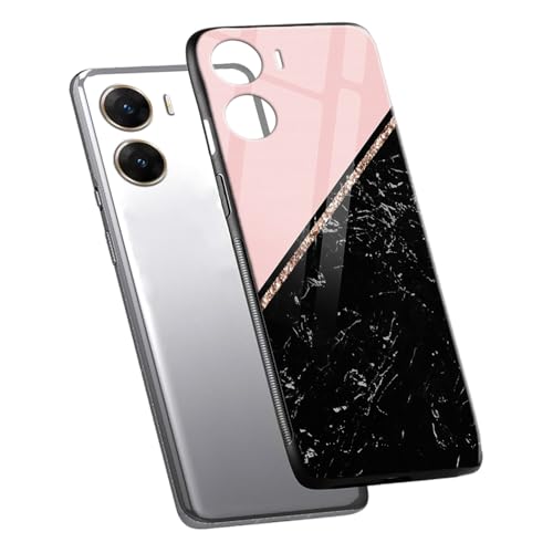 Image of COLORflow Back Cover Compatible with Vivo V29E 5G | Black Marble Pink | Shockproof TPU Bumper Cover with Camera Protection Back Cover