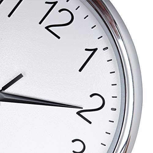 Relógio de parede prateado Foxtop, relógio de parede silencioso, não aperta, moderno, decorativo, op