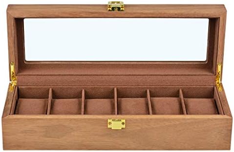 Karamanda Pear Wooden Paint Watch Box-6 Wide Watch Slots Wooden Watch Box Watch Case, Metal Buckle for Mens Jewelry