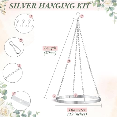 Otoolling 12 Inches Silver Metallic Ceiling Drapes Hanging Kit for 4 Panels Wedding Ceiling Drapes Canopy Hoop Metal Hardware Kit for Draping Fabric Indoor Outdoor Decorations by Otoolling - Used condition - Image 6