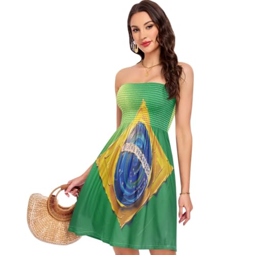 Robe d'été Brésil sans bretelles bustier fluide pour fête et cocktail
