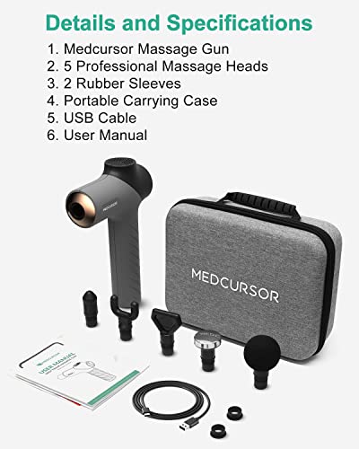 Medcursor Massage Gun Deep Tissue, Handheld Muscle Massager Gun With Lcd Touch Display, Quiet Brushless Motor, Carry Case, Portable Percussion Massage Gun For Athletes, Pain Relief, Gifts, Grey #TOP7