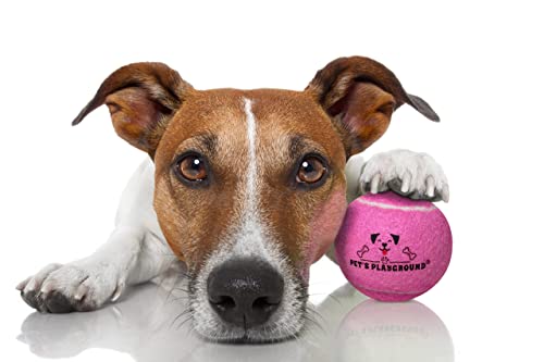 Pet's Playground Palline da tennis per cani | Confezione da 12 palline da tennis per cani rosa | Palla per cuccioli | Palline per cani di piccola taglia Palline da tennis grandi per cani