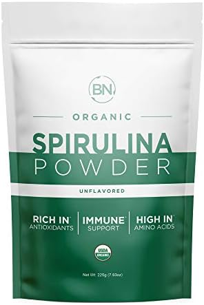 Spirulina Powder Organic 225g - 64 Servings 3.5g Serving Size - USDA Certified - RAW Nutrient Dense Over 70% Protein Per Serving - Purest Source Vegan Protein - Superfood