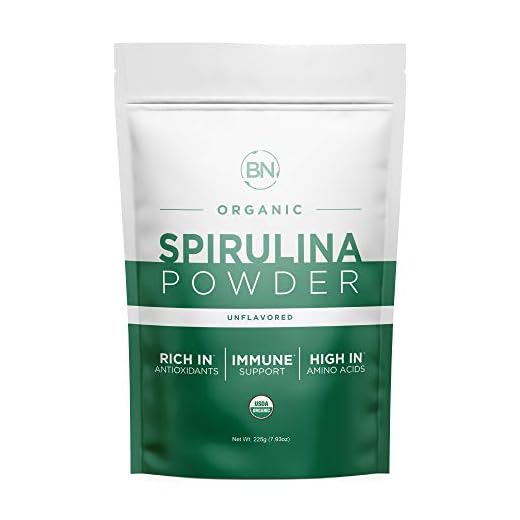 BNLABS Spirulina Powder Organic 225g - 64 Servings 3.5g Serving Size - USDA Certified - RAW Nutrient Dense Over 70% Protein Per Serving - Purest Source Vegan Protein - Superfood