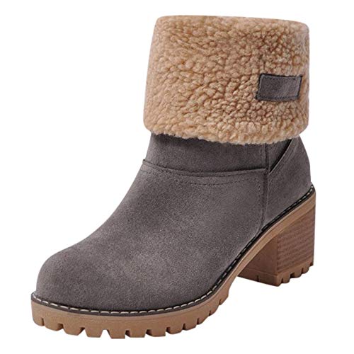 Zapatillas para Mujer by BaZhaHei, Zapatos de Invierno de Mujer de Las señoras Botas de algodón de la flocada Botas de Nieve de Cortas de Gamuza gastadas más Terciopelo Botas Corta Mujer