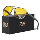 Luenx Night Vision Driving Glasses Square Polarized Sunglasses Men Women
