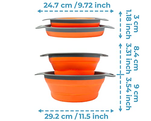 Comfify 2 Pcs Colander Set, Collapsible Colanders, Sink Strainers For Kitchen, 2 & 3 Qt / 8" & 9.5" Size, Orange #TOP7