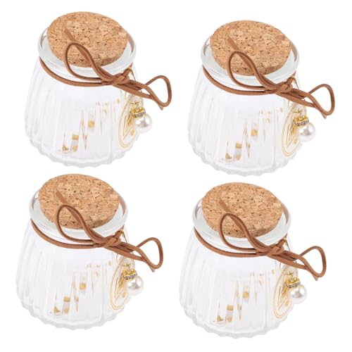 Ipetboom 4 Piezas caja de dulces de botella de vidrio frascos con etiqueta vasos para batidos con tapa Salsa gelatinas decoración fiesta cajas de favor de fiesta pequeños frascos de vidrio
