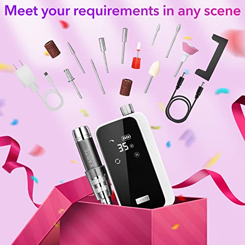 Karite Professional Nail Drill Machine For Acrylic Nails, 35000 Rpm Electric Nail File With 13 Bits, 30 Sanding Bands – Usb Rechargeable, Portable Electronic Nail Filer For Home Salon Manicure Tools #TOP4