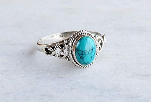 Avicrafts Turquoise Stone Ring 925 Sterling Silver Statement Ring For Women Handmade Gemstone Christmas Jewellery Gift For Her - Image 3