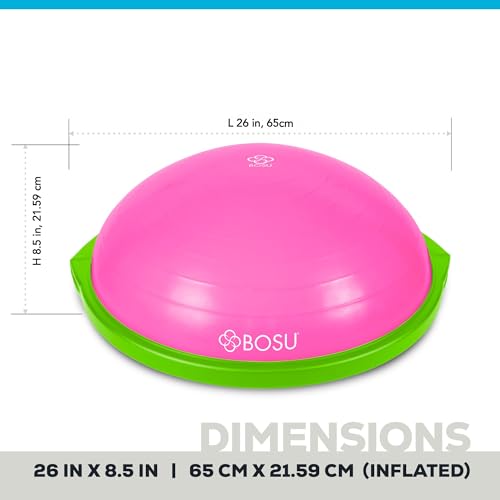 Image of Bosu Balance Ball Exercise Trainer, Home Gym Equipment w /Guided Workouts & Pump, 26 inch Inflatable Fitness Platform for Strength Training, Standing, Balancing, and Core Workout