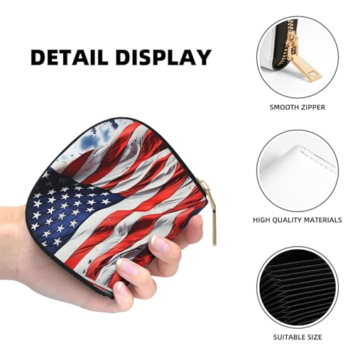 Us Flag Credit Card Holder Wallet, Leather Zipper Card Wallet For Women Ladies Rfid Blocking Card Case Small Coin Purse Accordion Wallet Gift4