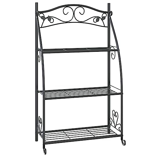 vidaXL Étagère à fleurs Noir 56x30x96 cm Acier, support de plantes, étagère pour plantes, support de fleurs, étagère en échelle, support de pots