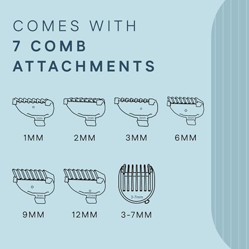 Image of Winston Groom Lite 4 in 1 Grooming Set for Men with 7 Length Attachment Comb, Fast Charging Face, Ear, Nose, Beard, Body Hair Trimmer for Men