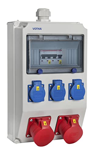 VOTHA® Wandverteiler - verdrahtetWOLFSBURG ohne FI-Schalter Steckdose 230 V~ 3, CEE 16 A, 400 V~ 2, CEE 32 A, 400 V~ ohne, LS 16 A, 1-polig, C 1, LS 16 A, 3-polig, C 1, LS 32 A, 3-polig, C ohne