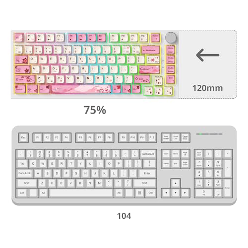 Image of Fogruaden Wired 75% Percent Mechanical Keyboard, RGB Backlit 75 Percent Gaming Keyboard, Gasket Mount TKL Mechanical Keyboard,Hot Swappable Red Switch, NKRO Compact Pink Keyboard with Volume Knob