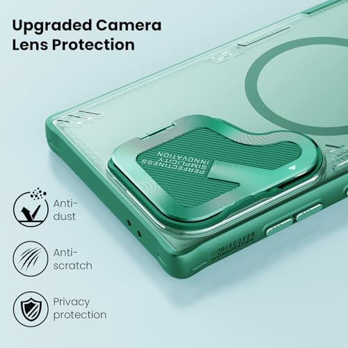 Image of Nillkin Magnetic for Galaxy S24 Ultra Case Clear, Compatible with Magsafe, Never Yellow & Biodegradable Material, Translucent Case with Invisible Kickstand & Camera Cover for Galaxy S24 Ultra, Green