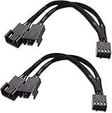 30cm 2 Pack All Black Sleeved PWM Fan Splitter Cable 1 to 2 Converter,2 Way 4 Pin PWM Fan Splitter...