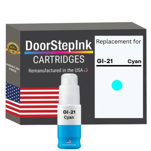DoorStepInk GI-21 70ml Cyan Remanufactured Ink Cartridge Replacement for Canon GI-21 (4537C001) — Compatible with Canon PIXMA G7020, G6020, G5020 — Standard Yield 1-Pack