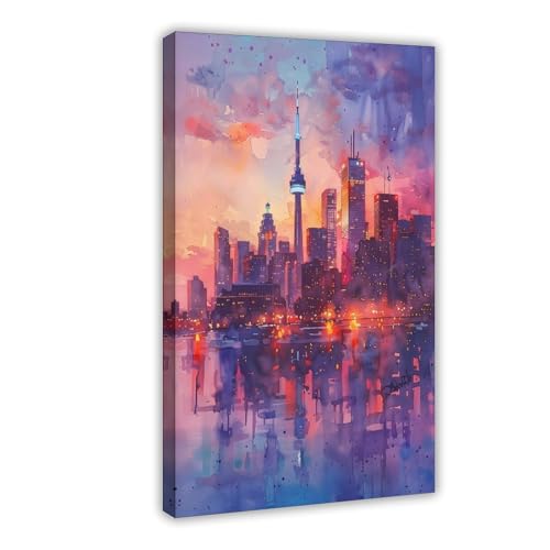 LianTianHong Toronto Watercolor Canvas Wall Art 20x30in