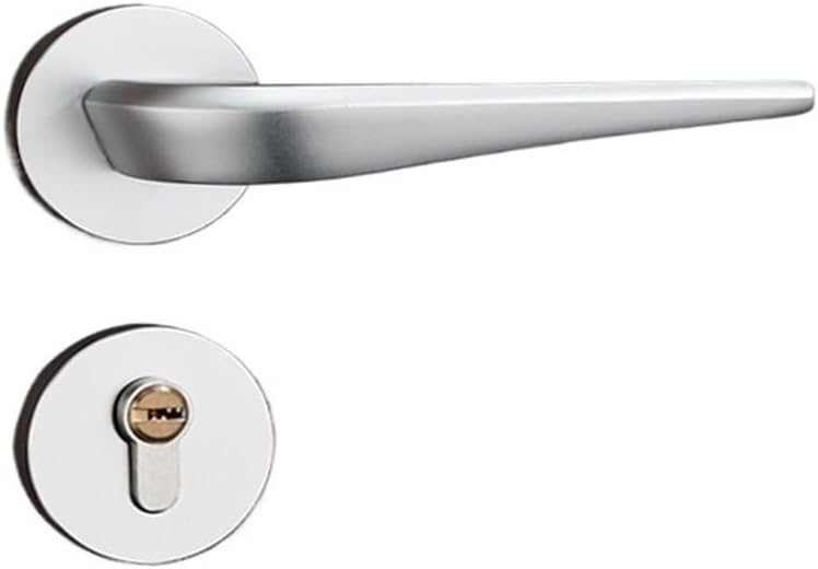 Door Lock Bedroom Black Solid Space Aluminum Home Silent Door Lock Indoor Door Wooden Door Handle(DFT41 S432 Space Silver)